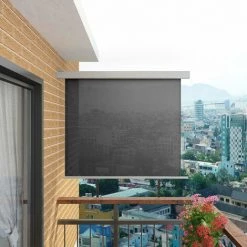 HAPPYSHOPPING Auvent Lateral De Balcon Multifonctionnel 150 X 200 Cm Gris