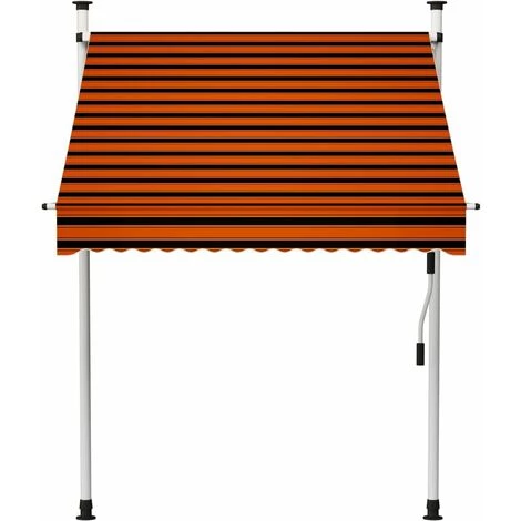 HAPPYSHOPPING Auvent Manuel Retractable 150 Cm Orange Et Marron 4 HAPPYSHOPPING Auvent Manuel Retractable 150 Cm Orange Et Marron – Image 2