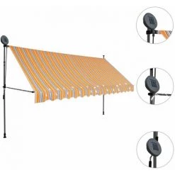 HAPPYSHOPPING Auvent Manuel Retractable Avec LED 400 Cm Jaune Et Bleu 9 HAPPYSHOPPING Auvent Manuel Retractable Avec LED 400 Cm Jaune Et Bleu -Tente de réception Soldes 40339460 3