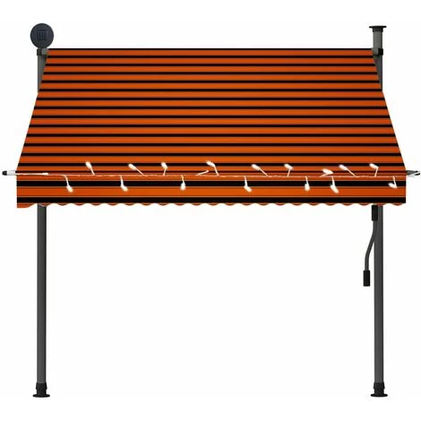 HAPPYSHOPPING Auvent Manuel Retractable Avec LED 200 Cm Orange Et Marron 6 HAPPYSHOPPING Auvent Manuel Retractable Avec LED 200 Cm Orange Et Marron – Image 4
