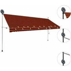 HAPPYSHOPPING Auvent Manuel Retractable Avec LED 400 Cm Orange Et Marron 9 HAPPYSHOPPING Auvent Manuel Retractable Avec LED 400 Cm Orange Et Marron -Tente de réception Soldes 40339562 3