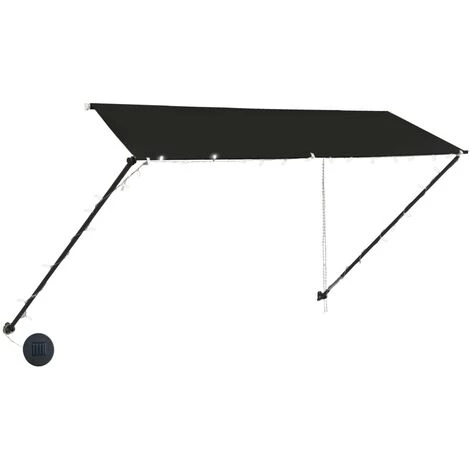 HAPPYSHOPPING Auvent Retractable Avec LED 350x150 Cm Anthracite 5 HAPPYSHOPPING Auvent Retractable Avec LED 350x150 Cm Anthracite – Image 3