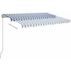 HAPPYSHOPPING Auvent Manuel Retractable Avec LED 300x250 Cm Bleu Et Blanc -Tente de réception Soldes 40353021 3