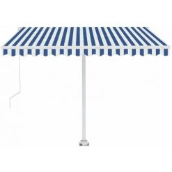 HAPPYSHOPPING Auvent Manuel Retractable Sur Pied 300x250 Cm Bleu/Blanc 11 HAPPYSHOPPING Auvent Manuel Retractable Sur Pied 300x250 Cm Bleu/Blanc -Tente de réception Soldes 40353712 5