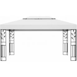 HAPPYSHOPPING Tonnelle Avec Double Toit Et Lumieres LED 3x4 M Blanc -Tente de réception Soldes 40355931 3