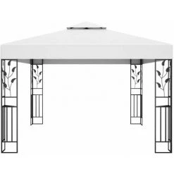 HAPPYSHOPPING Tonnelle Avec Double Toit Et Lumieres LED 3x4 M Blanc -Tente de réception Soldes 40355931 4