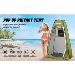 TIGA SGODDE Tente De Douche Intimité Pour Camping Randonnée Plage Toilette Douche Salle De Bains (Vert 120x120x190 Cm) -Tente de réception Soldes 40434278 4
