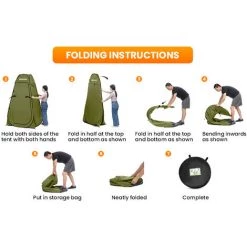 TIGA SGODDE Tente De Douche Intimité Pour Camping Randonnée Plage Toilette Douche Salle De Bains (Vert 120x120x190 Cm) -Tente de réception Soldes 40434278 5