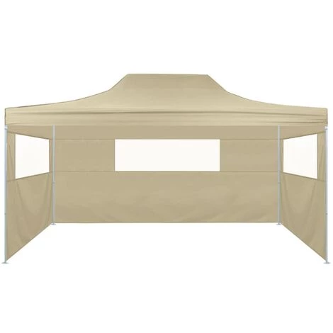HAPPYSHOPPING Tente Pliable Avec 3 Parois 3 X 4,5 M Creme 5 HAPPYSHOPPING Tente Pliable Avec 3 Parois 3 X 4,5 M Creme – Image 3