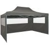HAPPYSHOPPING Tente Pliable Avec 3 Parois 3 X 4,5 M Anthracite -Tente de réception Soldes 40440340 1