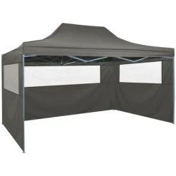 HAPPYSHOPPING Tente Pliable Avec 3 Parois 3 X 4,5 M Anthracite