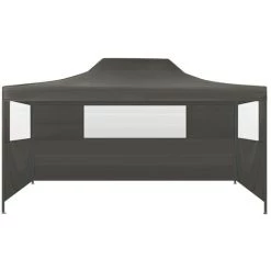 HAPPYSHOPPING Tente Pliable Avec 3 Parois 3 X 4,5 M Anthracite -Tente de réception Soldes 40440340 3