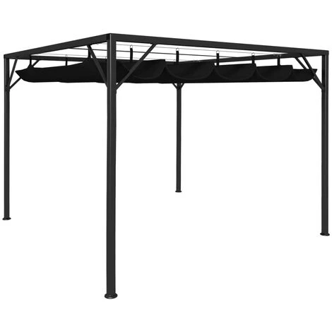 HAPPYSHOPPING Chapiteau De Jardin Avec Auvent Retractable 3x3 M Anthracite 3 HAPPYSHOPPING Chapiteau De Jardin Avec Auvent Retractable 3x3 M Anthracite