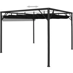 HAPPYSHOPPING Chapiteau De Jardin Avec Auvent Retractable 3x3 M Anthracite 9 HAPPYSHOPPING Chapiteau De Jardin Avec Auvent Retractable 3x3 M Anthracite -Tente de réception Soldes 40441426 3
