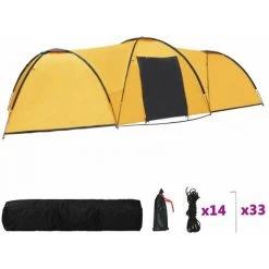 HAPPYSHOPPING Tente Igloo De Camping 650x240x190 Cm 8 Personnes Jaune -Tente de réception Soldes 40445395 3