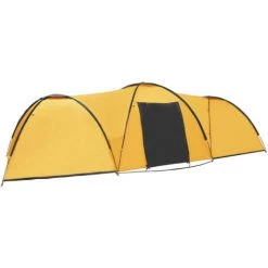 HAPPYSHOPPING Tente Igloo De Camping 650x240x190 Cm 8 Personnes Jaune -Tente de réception Soldes 40445395 5