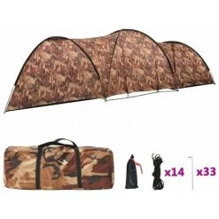 HAPPYSHOPPING Tente Igloo De Camping 650x240x190 Cm 8 Personnes Camouflage -Tente de réception Soldes 40445905 3