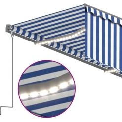 VidaXL Auvent Automatique Store LED Capteur De Vent 3x2,5 M Bleu/blanc - Bleu 11 VidaXL Auvent Automatique Store LED Capteur De Vent 3x2,5 M Bleu/blanc - Bleu -Tente de réception Soldes 40496961 5