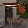VidaXL Auvent Manuel Rétractable Avec Store 4x3 M Orange Et Marron - Orange -Tente de réception Soldes 40560368 1