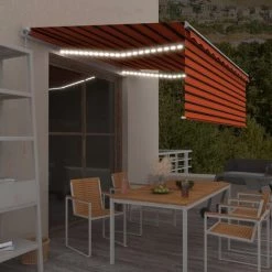 VidaXL Auvent Manuel Rétractable Avec Store 4x3 M Orange Et Marron - Orange
