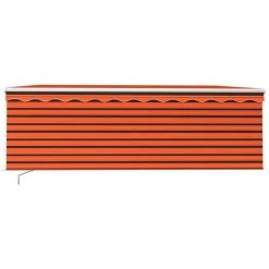 VidaXL Auvent Manuel Rétractable Avec Store 4x3 M Orange Et Marron - Orange -Tente de réception Soldes 40560368 3