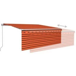 VidaXL Auvent Manuel Rétractable Avec Store 4x3 M Orange Et Marron - Orange -Tente de réception Soldes 40560368 4