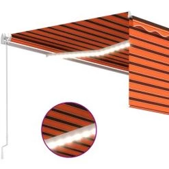 VidaXL Auvent Manuel Rétractable Avec Store 4x3 M Orange Et Marron - Orange -Tente de réception Soldes 40560368 5