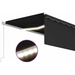 Auvent Rétractable Manuel Avec Store Et LED 5x3 M Anthracite VidaXL - Anthracite -Tente de réception Soldes 40560418 5