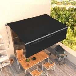 VidaXL Auvent Manuel Rétractable Avec Store 4,5x3 M Anthracite - Anthracite