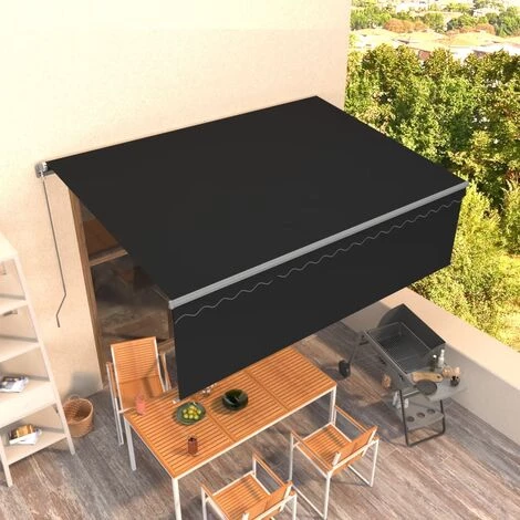 VidaXL Auvent Manuel Rétractable Avec Store 4,5x3 M Anthracite - Anthracite 3 VidaXL Auvent Manuel Rétractable Avec Store 4,5x3 M Anthracite - Anthracite