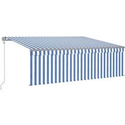 VidaXL Auvent Automatique Rétractable Avec Store 4,5x3 M Bleu Et Blanc - Bleu 8 VidaXL Auvent Automatique Rétractable Avec Store 4,5x3 M Bleu Et Blanc - Bleu -Tente de réception Soldes 40610540 2