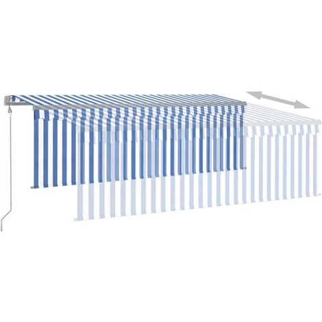 VidaXL Auvent Automatique Rétractable Avec Store 4,5x3 M Bleu Et Blanc - Bleu 6 VidaXL Auvent Automatique Rétractable Avec Store 4,5x3 M Bleu Et Blanc - Bleu - Image 4