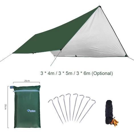 ASUPERMALL Auvent Impermeable A L'Eau Pour Tente De Bâche Avec Poteau Pliant Auvent De Camping Abri De Soleil De Plage Ultra-Leger Pour Le Camping, La Randonnee Et L'Abri De Survie, 3X4M 4 ASUPERMALL Auvent Impermeable A L'Eau Pour Tente De Bâche Avec Poteau Pliant Auvent De Camping Abri De Soleil De Plage Ultra-Leger Pour Le Camping, La Randonnee Et L'Abri De Survie, 3X4M - Image 2