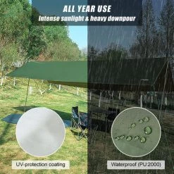 ASUPERMALL Auvent Impermeable A L'Eau Pour Tente De Bâche Avec Poteau Pliant Auvent De Camping Abri De Soleil De Plage Ultra-Leger Pour Le Camping, La Randonnee Et L'Abri De Survie, 3X4M 9 ASUPERMALL Auvent Impermeable A L'Eau Pour Tente De Bâche Avec Poteau Pliant Auvent De Camping Abri De Soleil De Plage Ultra-Leger Pour Le Camping, La Randonnee Et L'Abri De Survie, 3X4M -Tente de réception Soldes 40636614 3