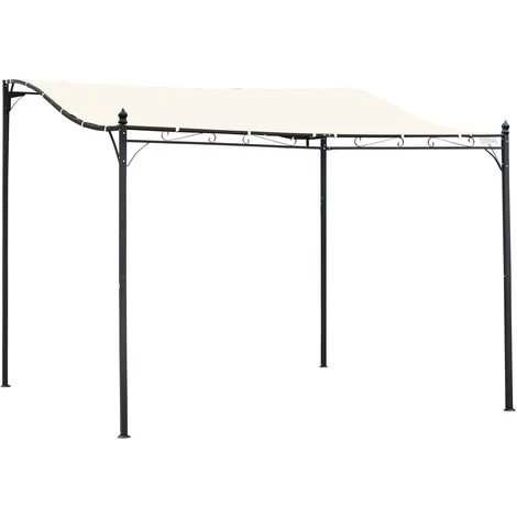 Outsunny Pergola Tonnelle De Jardin Auvent 2,97 X 2,97 M Adossable Métal Noir Polyester Anti-UV Beige - Crème 3 Outsunny Pergola Tonnelle De Jardin Auvent 2,97 X 2,97 M Adossable Métal Noir Polyester Anti-UV Beige - Crème