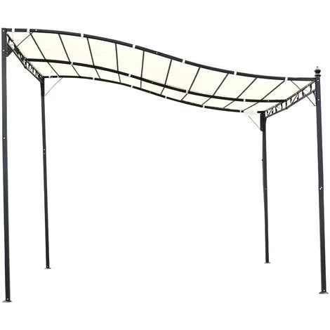 Outsunny Pergola Tonnelle De Jardin Auvent 2,97 X 2,97 M Adossable Métal Noir Polyester Anti-UV Beige - Crème 6 Outsunny Pergola Tonnelle De Jardin Auvent 2,97 X 2,97 M Adossable Métal Noir Polyester Anti-UV Beige - Crème – Image 4