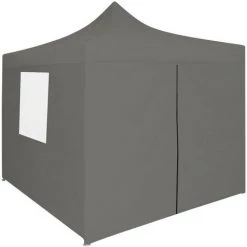 HAPPYSHOPPING Tente De Reception Escamotable Avec 4 Parois 3x3 M Anthracite -Tente de réception Soldes 41369006 2