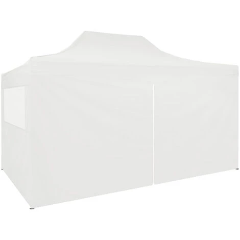 HAPPYSHOPPING Tente Pliable De Reception Avec 4 Parois 3 X 4,5 M Blanc 5 HAPPYSHOPPING Tente Pliable De Reception Avec 4 Parois 3 X 4,5 M Blanc – Image 3