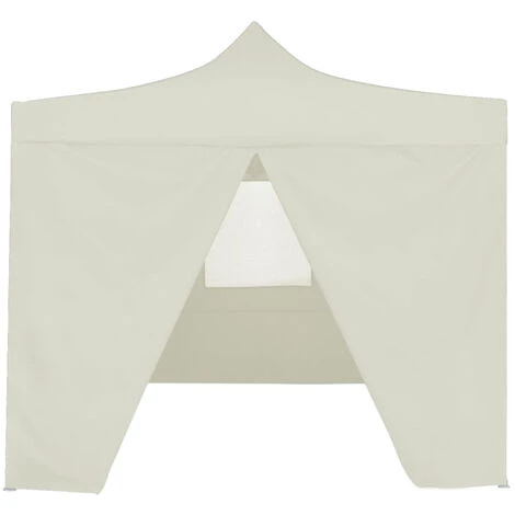 HAPPYSHOPPING Tente De Reception Pliable Avec 4 Parois 2x2 M Acier Creme 4 HAPPYSHOPPING Tente De Reception Pliable Avec 4 Parois 2x2 M Acier Creme – Image 2