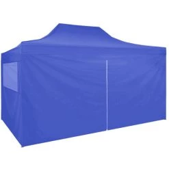 HAPPYSHOPPING Tente De Reception Pliable Avec 4 Parois 3x4 M Acier Bleu 9 HAPPYSHOPPING Tente De Reception Pliable Avec 4 Parois 3x4 M Acier Bleu -Tente de réception Soldes 41369617 3