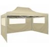HAPPYSHOPPING Tente De Reception Pliable Avec 3 Parois 3x4 M Acier Creme -Tente de réception Soldes 41369623 1