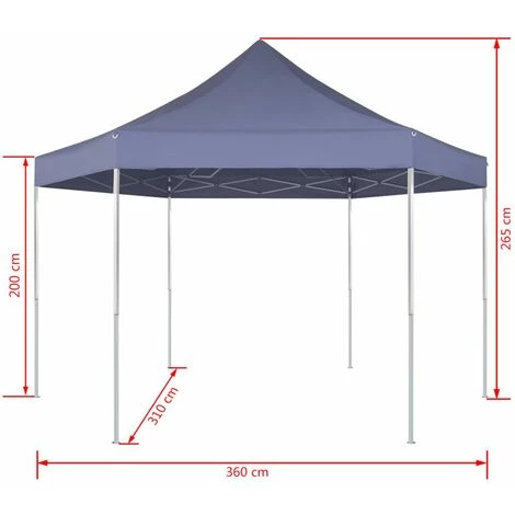 HAPPYSHOPPING Chapiteau Hexagonal Pliable Bleu Fonce 3,6x3,1 M 7 HAPPYSHOPPING Chapiteau Hexagonal Pliable Bleu Fonce 3,6x3,1 M - Image 5