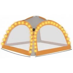 HAPPYSHOPPING Tente De Reception A LED Et 4 Parois 3,6x3,6x2,3 M Gris/orange -Tente de réception Soldes 41862402 5
