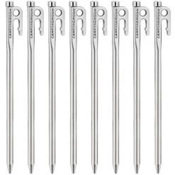 ASUPERMALL Piquets De Tente En Acier Robuste Avec Crochet Et Conception De Trou Pour Auvent De Tente De Camping De Randonnee En Plein Air, 26 Cm