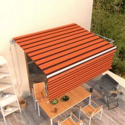 VidaXL Auvent Automatique Rétractable Et Store 4,5x3m Orange Et Marron - Orange
