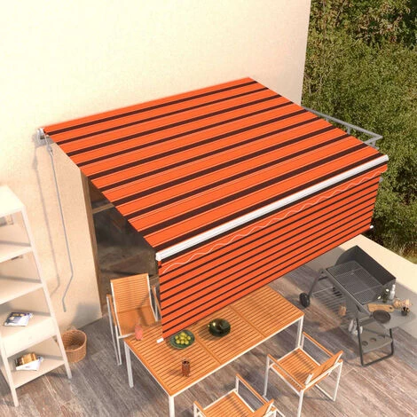 VidaXL Auvent Automatique Rétractable Et Store 4,5x3m Orange Et Marron - Orange 3 VidaXL Auvent Automatique Rétractable Et Store 4,5x3m Orange Et Marron - Orange