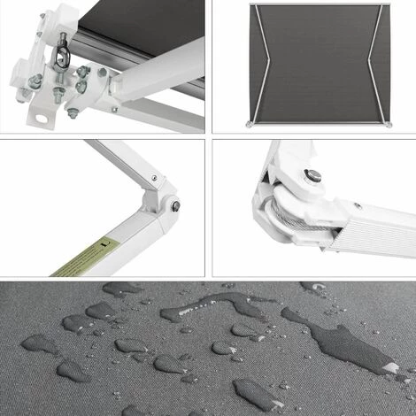 Femor Store Banne, Store Rétractable Avec Manivelle, Manivelle, Protection Solaire, Anti-UV Et Imperméable, En Métal Et Polyester, Pour Cour, Balcon, Restaurant, Café, Terrasse,2,5 X 2m(GRIS) 6 Femor Store Banne, Store Rétractable Avec Manivelle, Manivelle, Protection Solaire, Anti-UV Et Imperméable, En Métal Et Polyester, Pour Cour, Balcon, Restaurant, Café, Terrasse,2,5 X 2m(GRIS) – Image 4