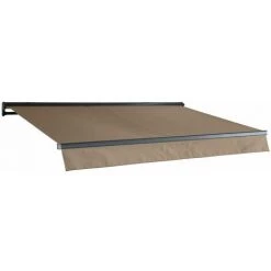 ALICE'S GARDEN Store Banne - Shado 3x2m Taupe - Semi-coffre Aluminium. Système Manuel. Store De Terrasse Largeur 295cm. Toile Polyester Enduite 280g. Ombrage Mural - Taupe