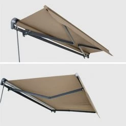 ALICE'S GARDEN Store Banne - Shado 3x2m Taupe - Semi-coffre Aluminium. Système Manuel. Store De Terrasse Largeur 295cm. Toile Polyester Enduite 280g. Ombrage Mural - Taupe -Tente de réception Soldes 4262143 3