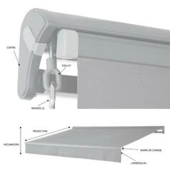 ALICE'S GARDEN Store Banne - Shado 3x2m Taupe - Semi-coffre Aluminium. Système Manuel. Store De Terrasse Largeur 295cm. Toile Polyester Enduite 280g. Ombrage Mural - Taupe -Tente de réception Soldes 4262143 5
